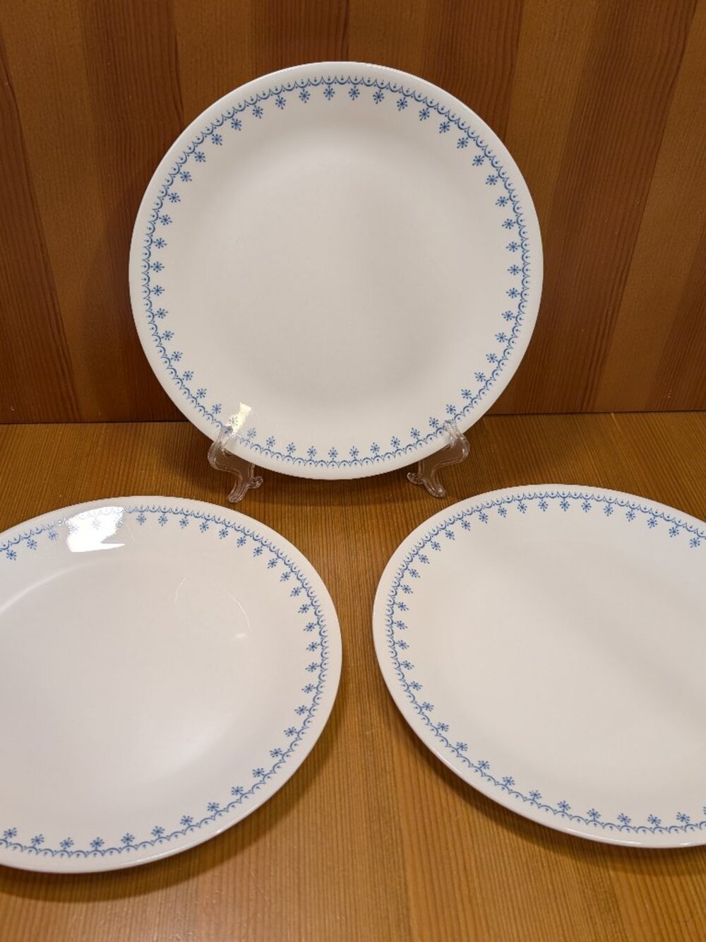 Lot of 3 Corelle SNOWFLAKE BLUE GARLAND Dinner Plates 10 1/4" Plate Set - VGUC